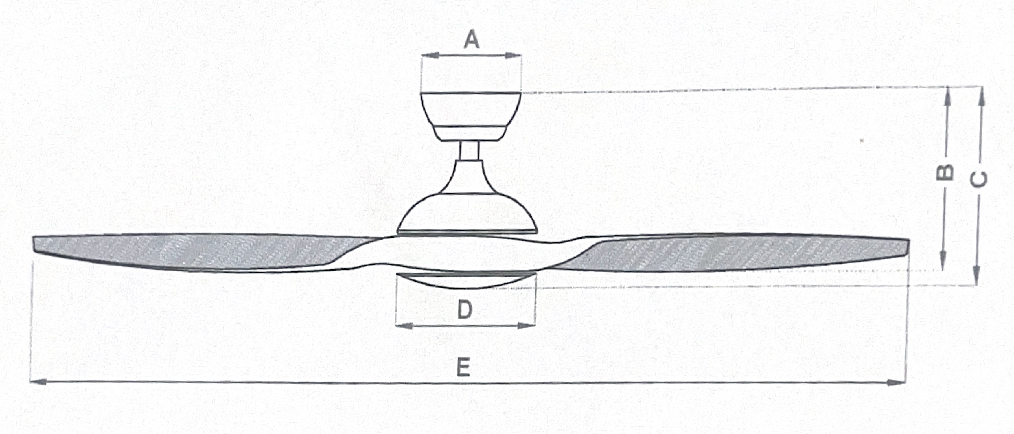 Schéma des dimensions du brasseur d'air